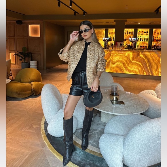 ZARA NEW COLLECTION GOLD SEQUIN JACKET BOMBER - Picture 4 of 16